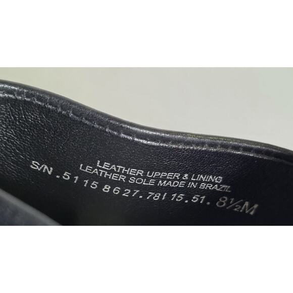 TORY BURCH Black Leather Raya Heels Mules Wooden Heel Peep Toe sz 8.5 - Picture 10 of 10